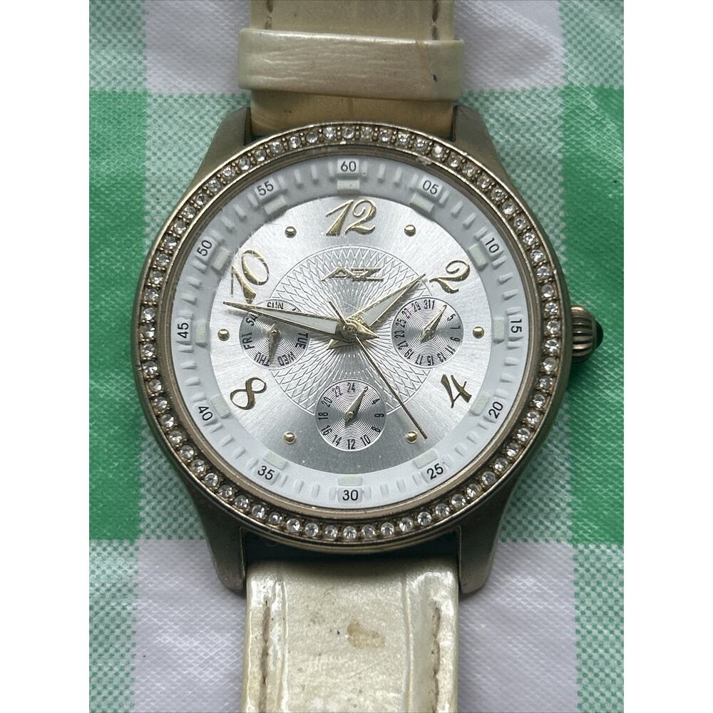 AZII Genuine Leather Rhinestone Bezel Women’s Quartz Watch